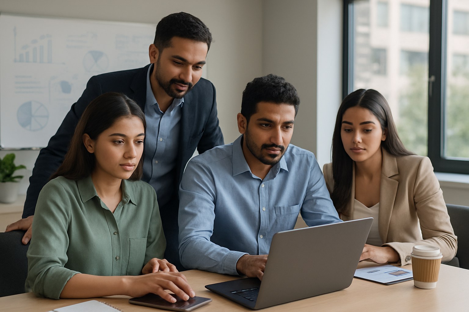 Marketing team reviewing campaign performance together